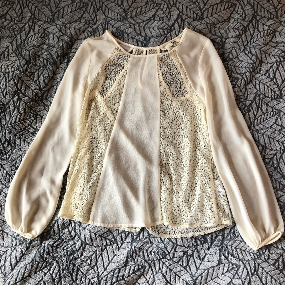 Sheer top with lace detail